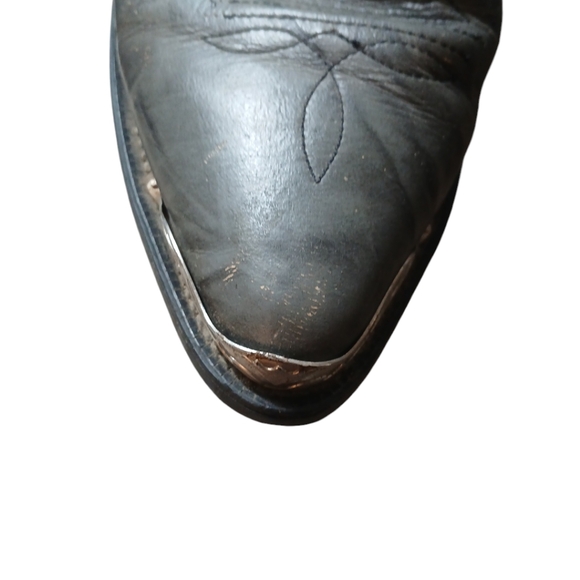 Vintage Texas Boot Co. Men's Gray Leather Cowboy Boots Silver Tip size 10 - Picture 14 of 16